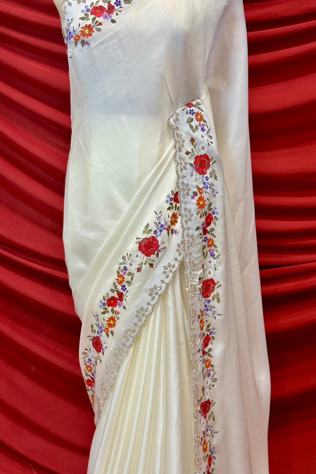 Floral Print Chiffon Saree