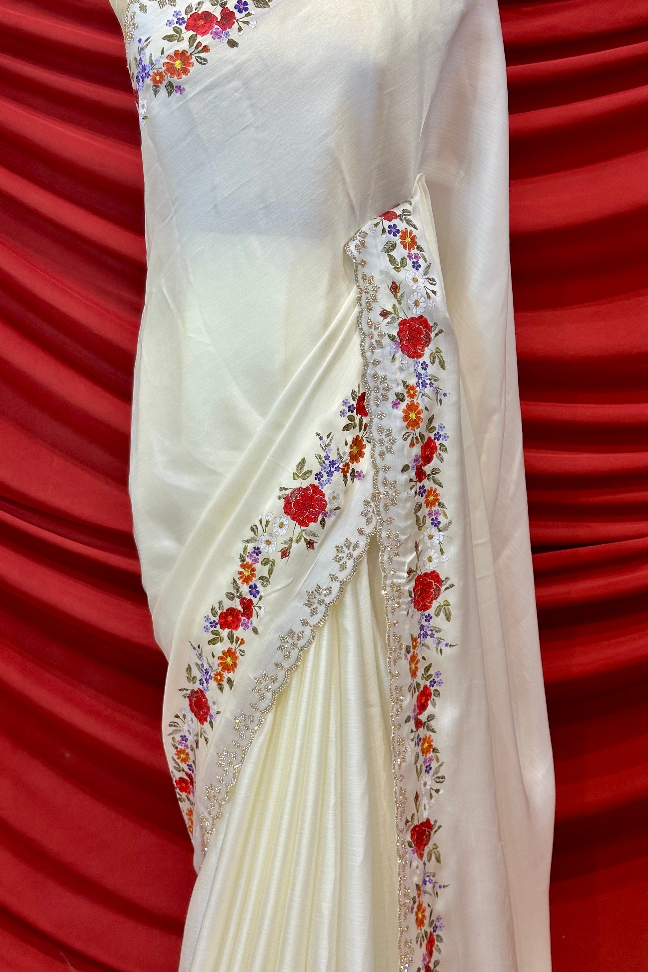 Floral Print Chiffon Saree