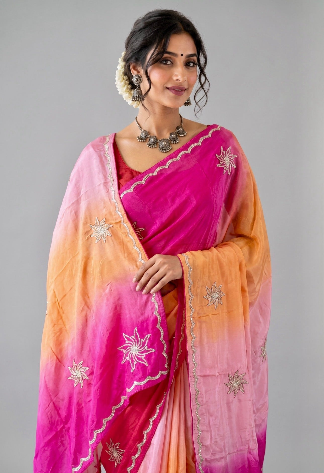 Sunrise Sunset Ombre Organza Saree