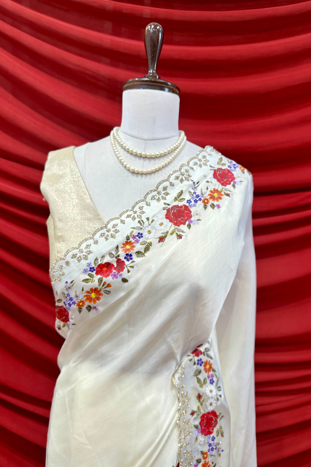 Floral Print Chiffon Saree