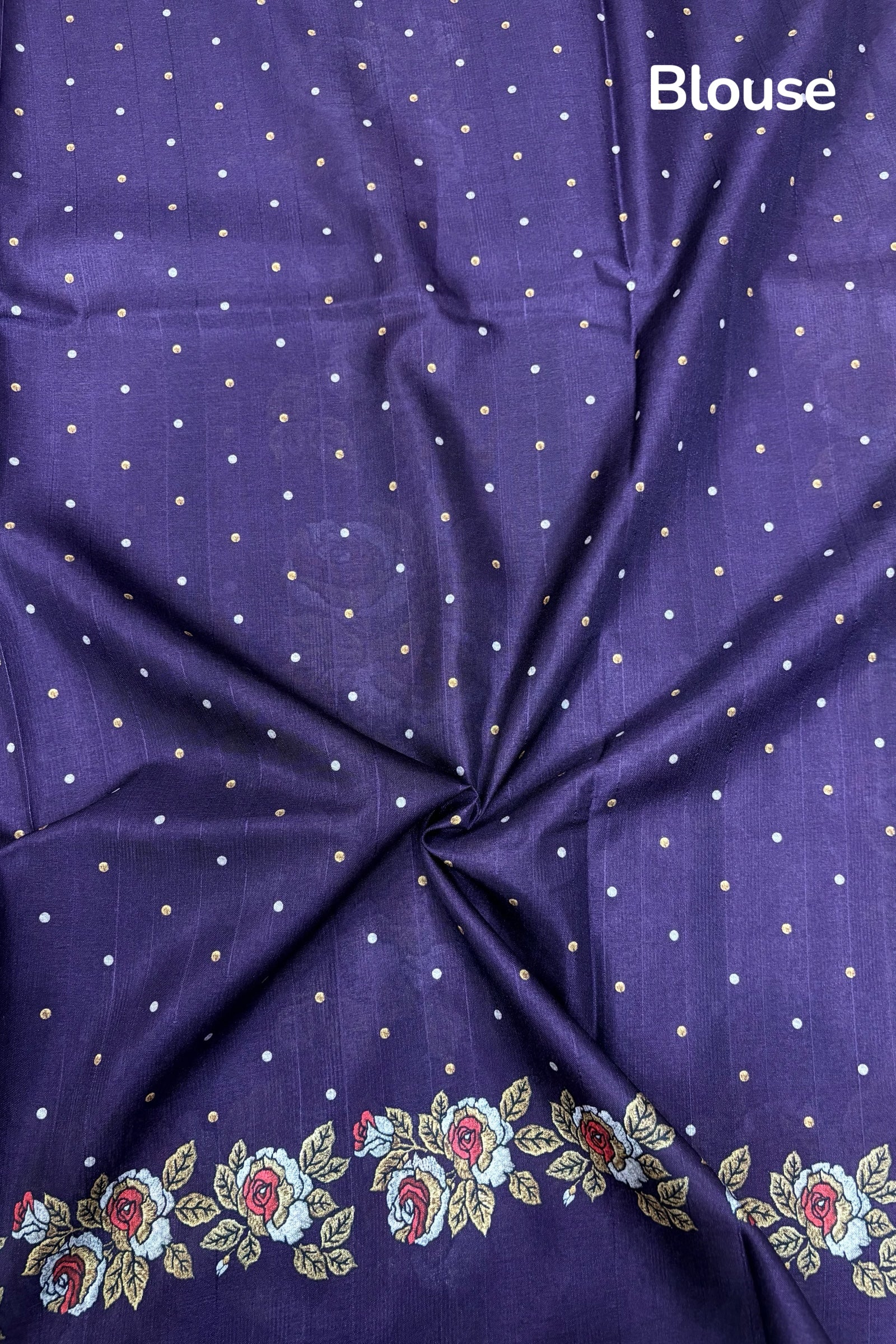 Deep Purple Silk-Blend Saree with Floral Rose Weave & Gold Butti Accent