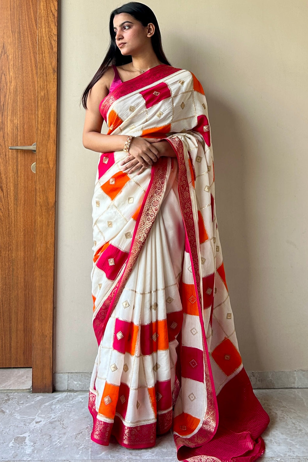 Tricolour Dola Silk Saree