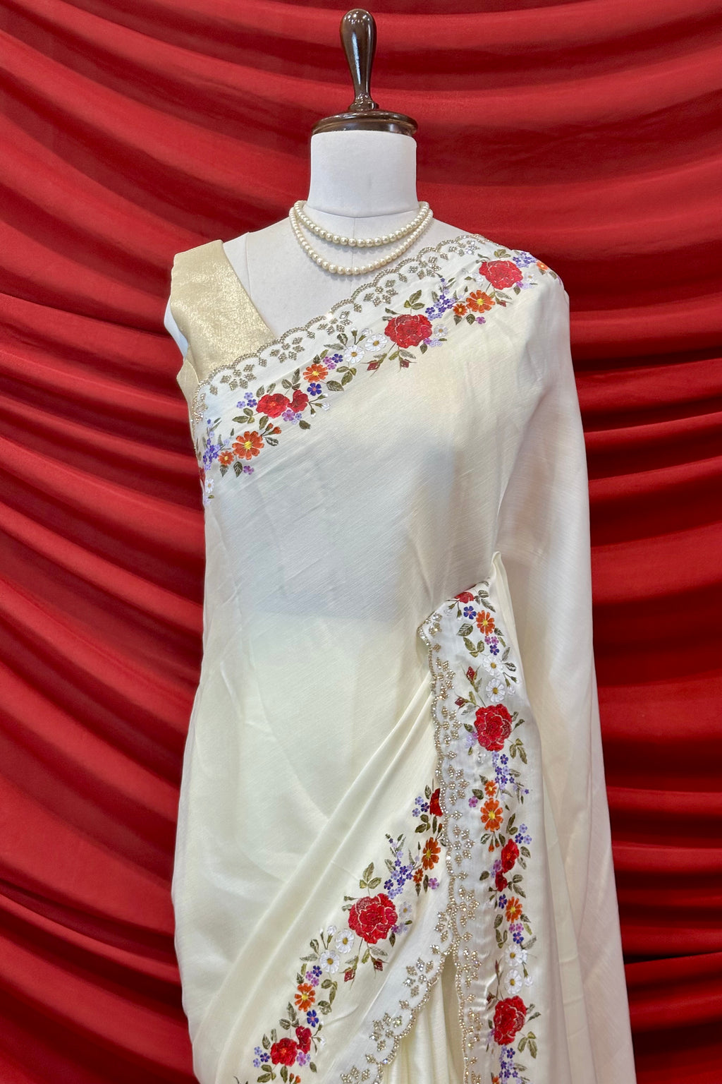 Floral Print Chiffon Saree