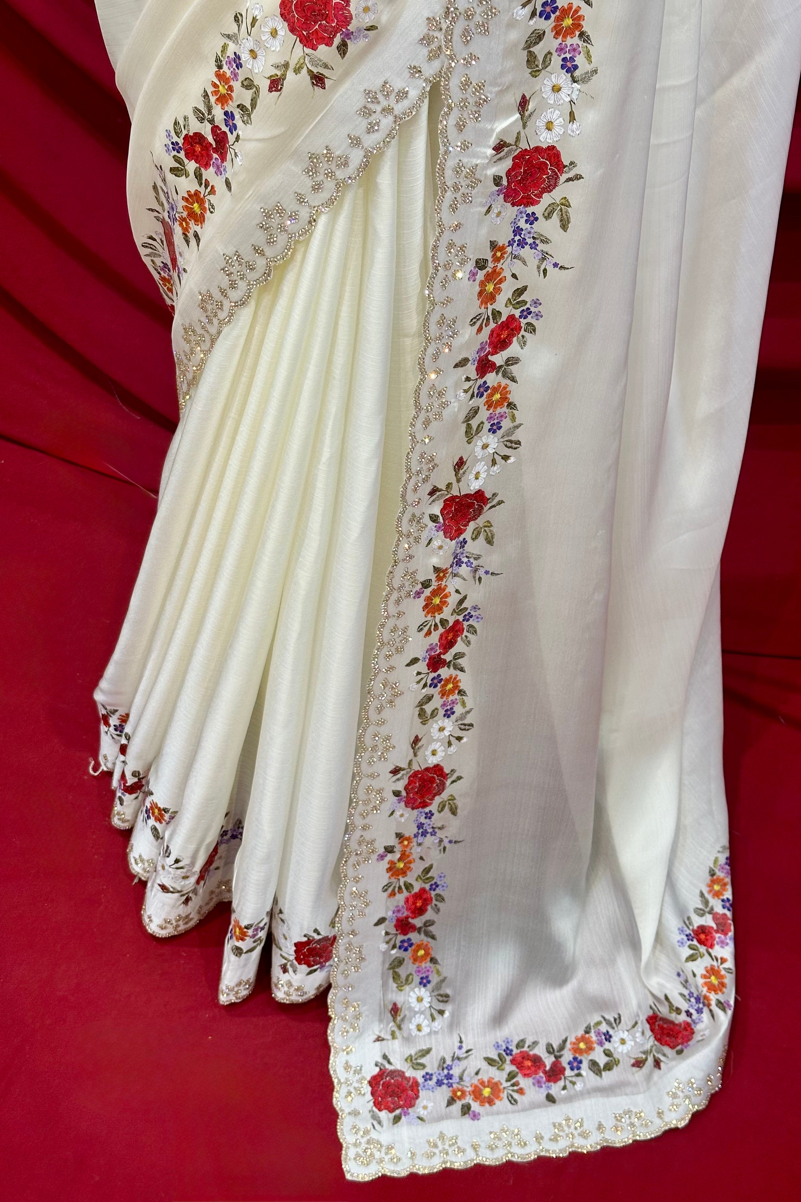Floral Print Chiffon Saree