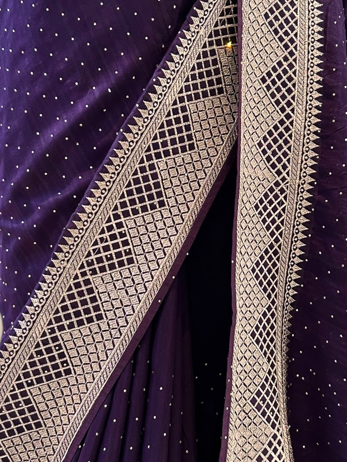 Midnight Plum Embroidered Georgette Saree