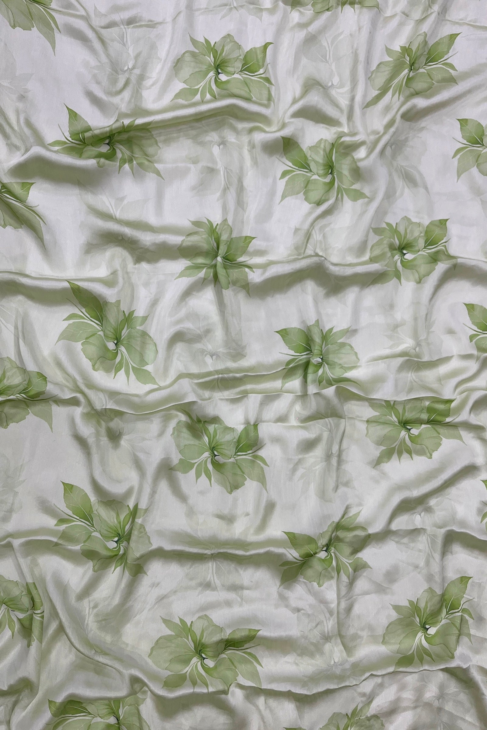 Sage Green Printed Floral Organza Saree with Embroidered Peacock Blouse