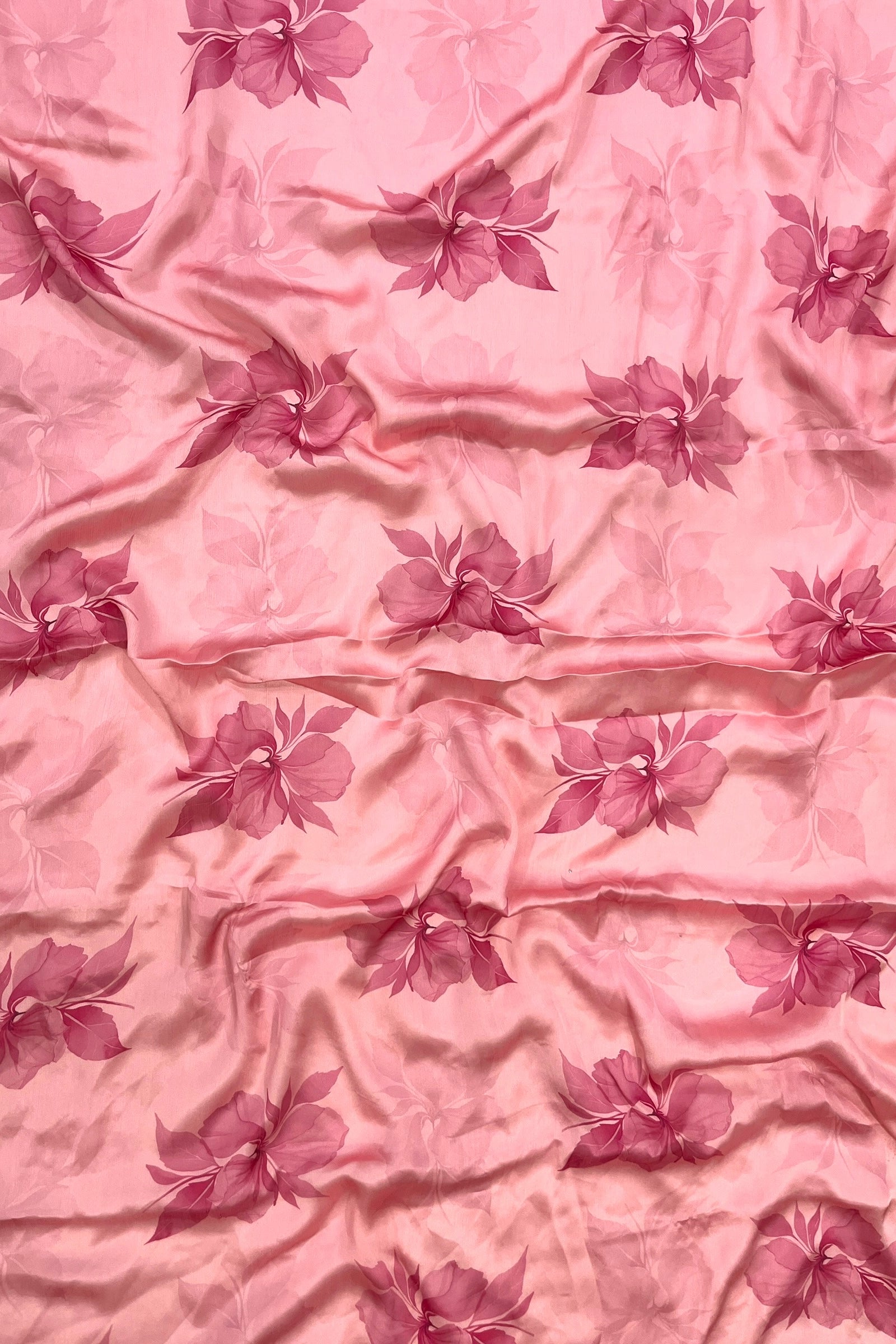 Soft Pink Floral print Organza Saree with Embroidered Peacock Blouse