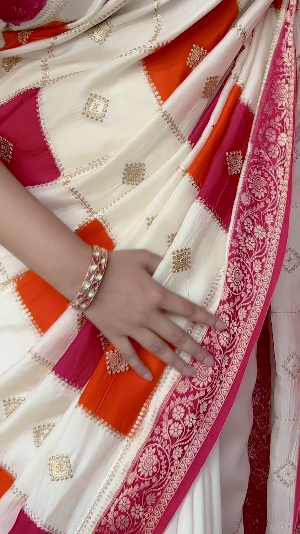 Tricolour Dola Silk Saree